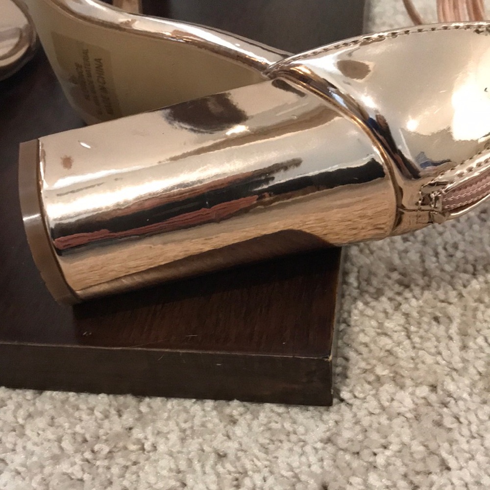 Final Price- CATHERINE MALANDRINO Metallic Rose Gold Ankle-Strap Heels - Picture 13 of 16